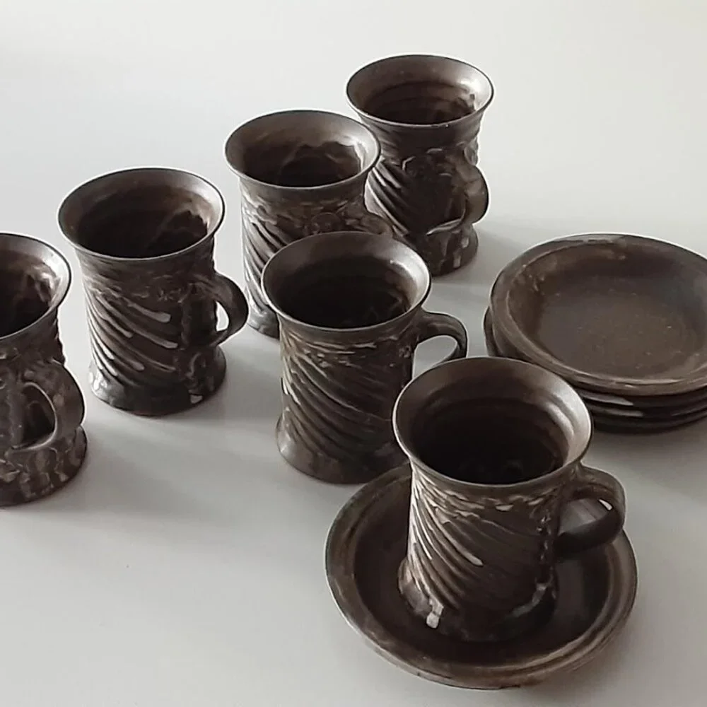 European Handcrafted Coffee Cups & Saucers set of (6)